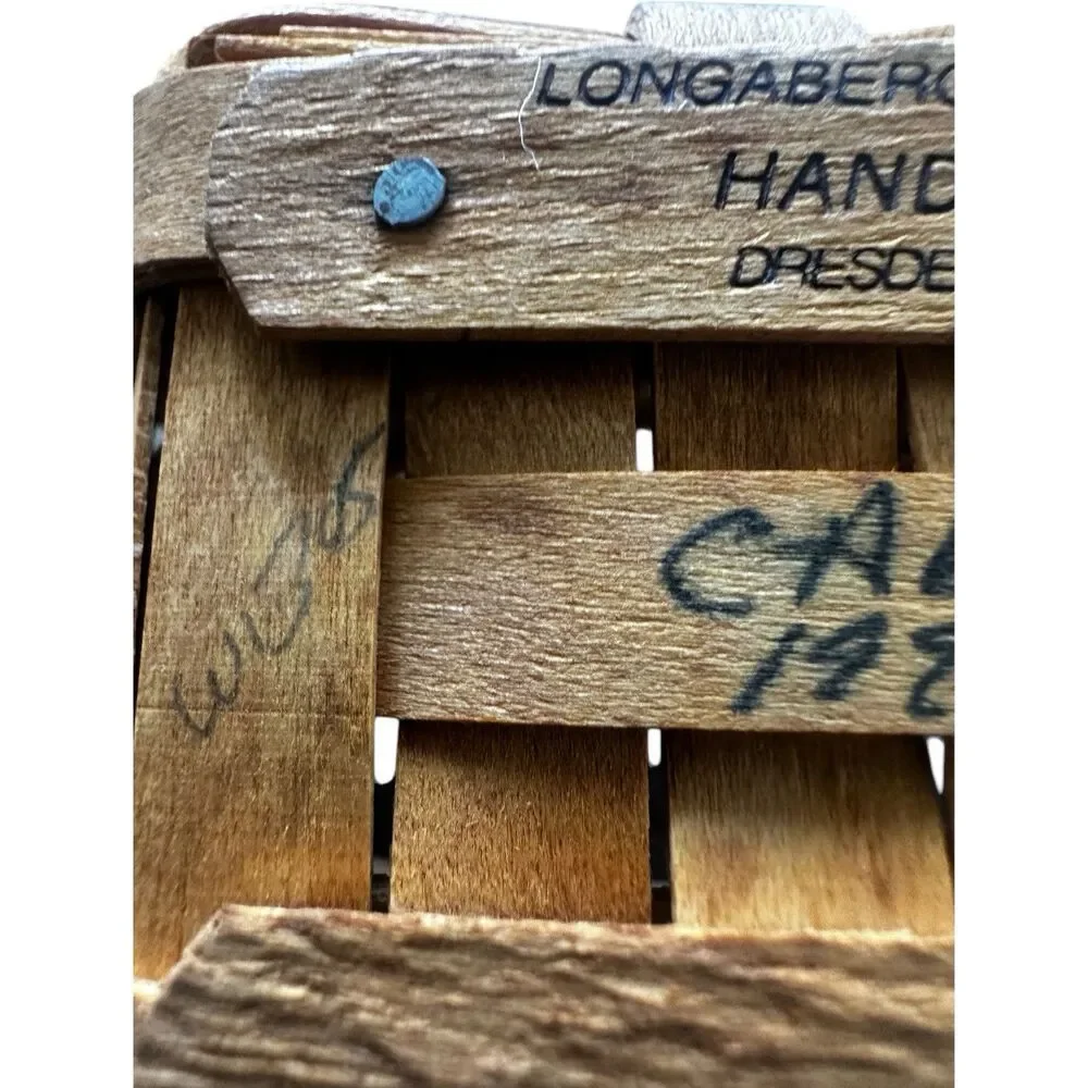 Longaberger 1998 Small 3.5” Wall Pocket Oregano Handmade Basket W/Bracket Hanger